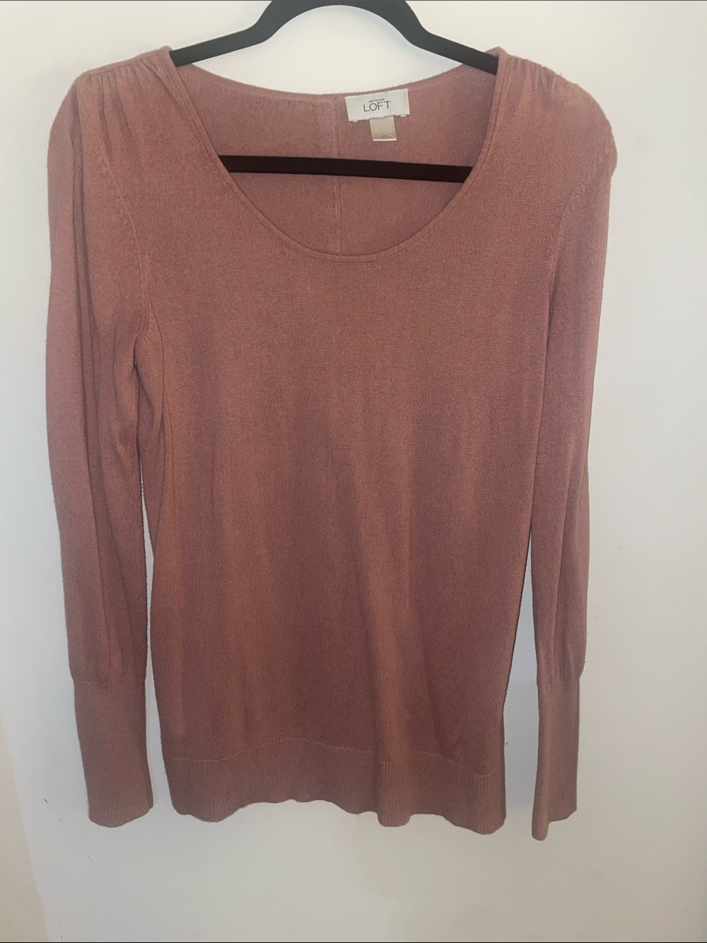 LOFT Scoop Neck Lightweight Sweater in Dusty Rose
